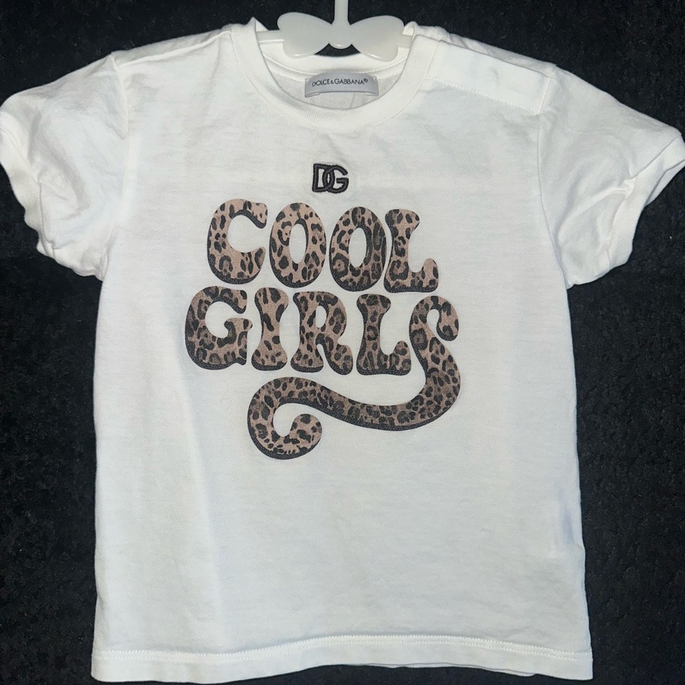 Dolce & Gabbana White Tee with Leopard 'Cool Girls' Graphic